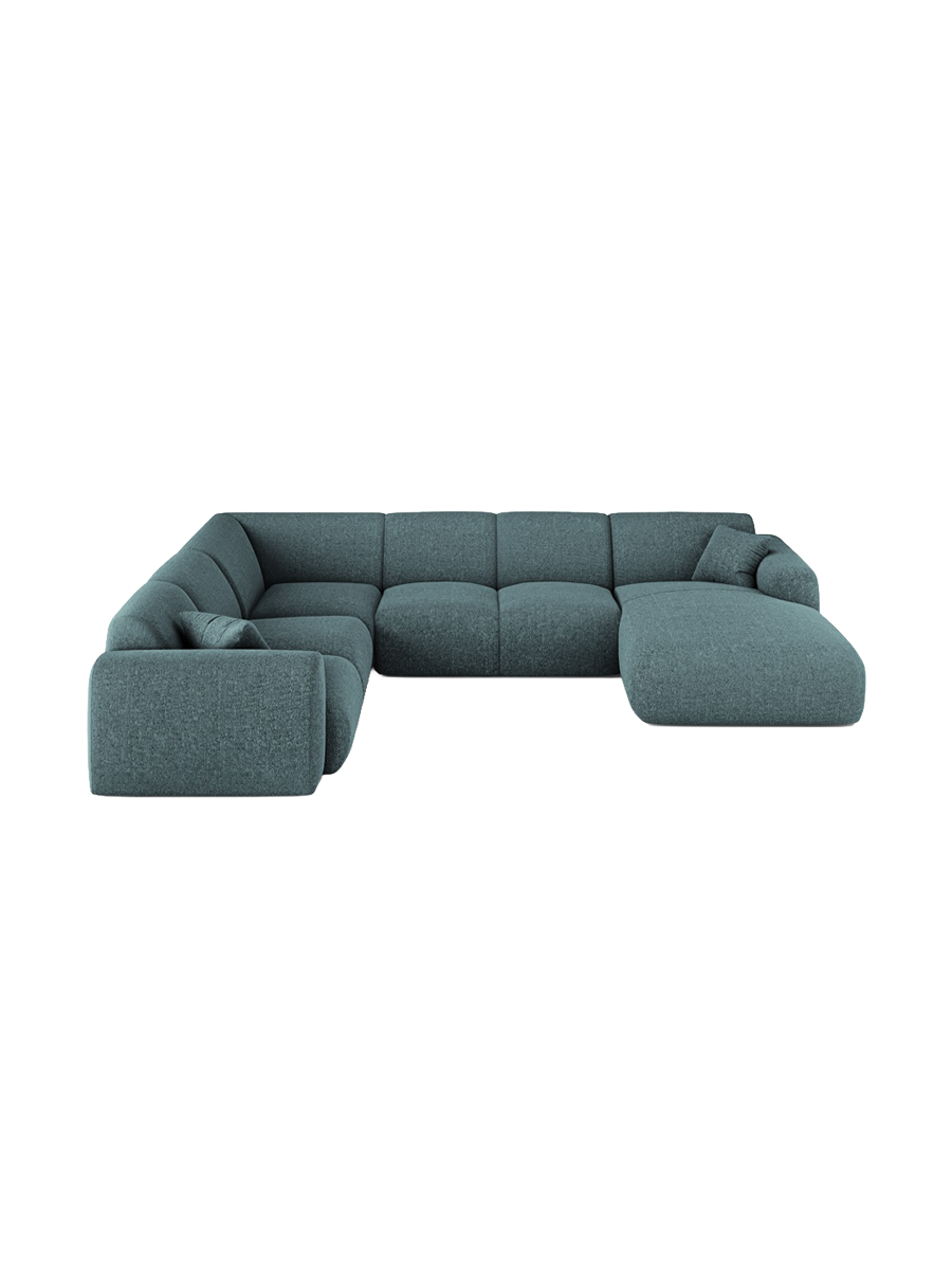 
6-Sitzer Design Panorama-Sofa „Nolio“ - Chenille Petrol / lange Seite links
