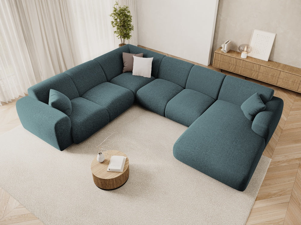 
6-Sitzer Design Panorama-Sofa „Nolio“ - Chenille Petrol / lange Seite links