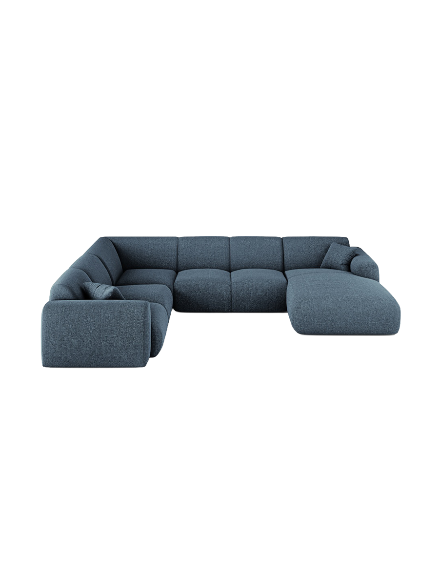 
6-Sitzer Design Panorama-Sofa „Nolio“ - Chenille Königsblau / lange Seite links