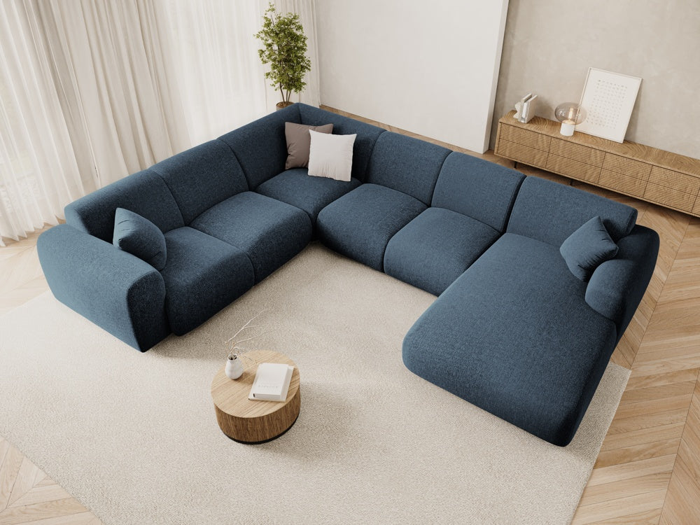 
6-Sitzer Design Panorama-Sofa „Nolio“ - Chenille Königsblau / lange Seite links