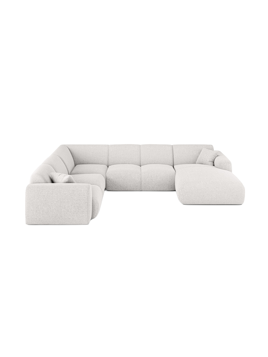 
6-Sitzer Design Panorama-Sofa „Nolio“ - Chenille Hellgrau / lange Seite links