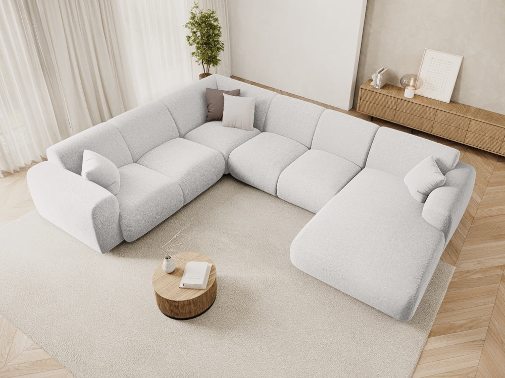 
6-Sitzer Design Panorama-Sofa „Nolio“ - Chenille Hellgrau / lange Seite links