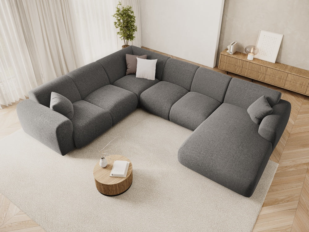 
6-Sitzer Design Panorama-Sofa „Nolio“ - Chenille Grau / lange Seite links