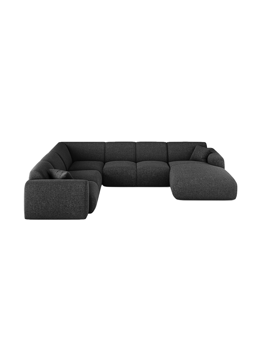 
6-Sitzer Design Panorama-Sofa „Nolio“ - Chenille Schwarz / lange Seite links