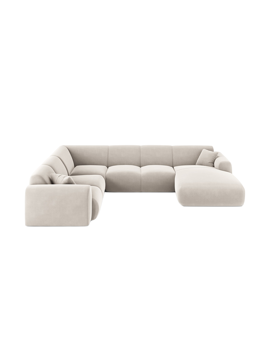 
6-Sitzer Design Panorama-Sofa „Nolio“ - Samt Beige hell / lange Seite links