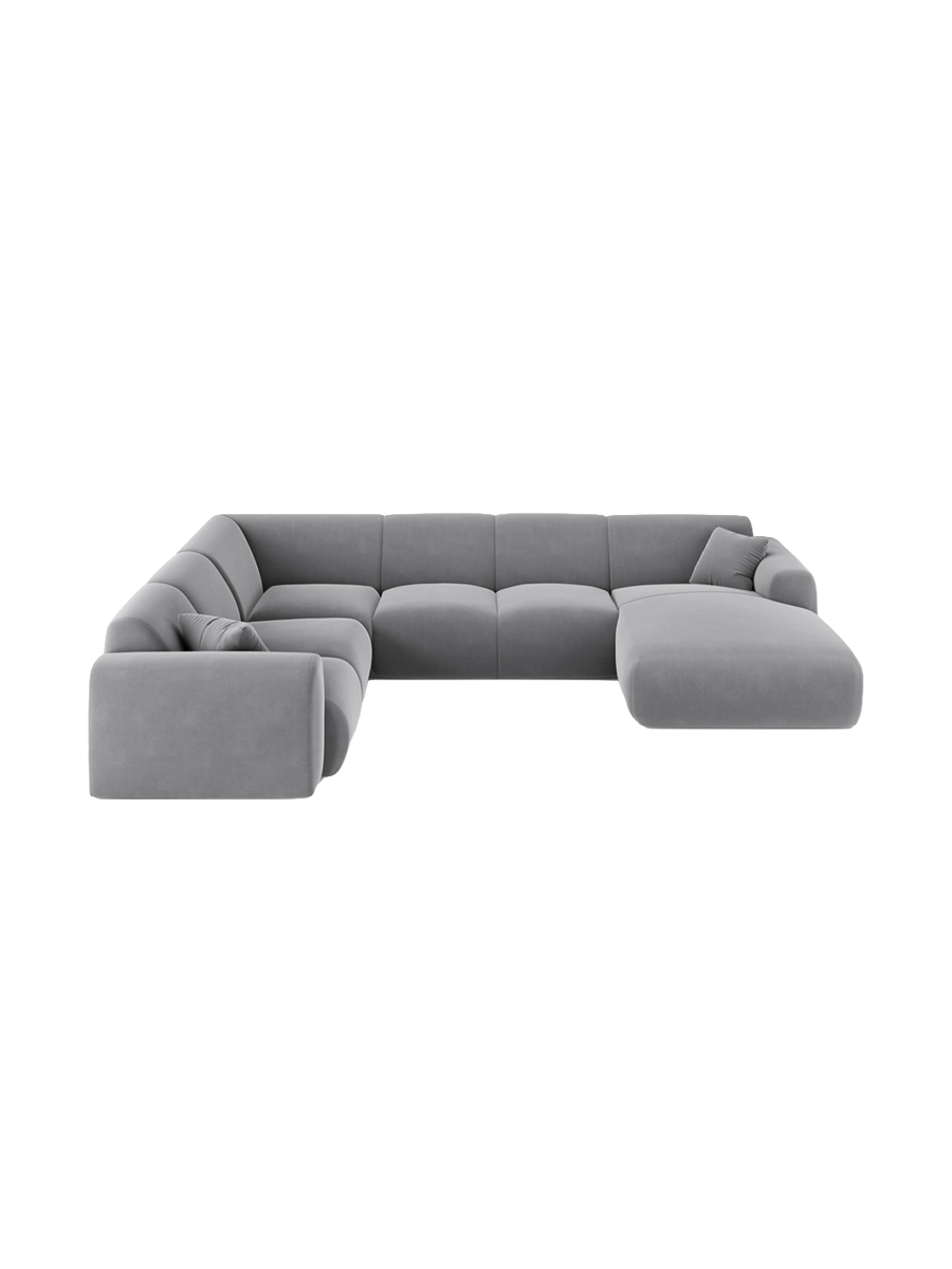 
6-Sitzer Design Panorama-Sofa „Nolio“ - Samt Hellgrau / lange Seite links