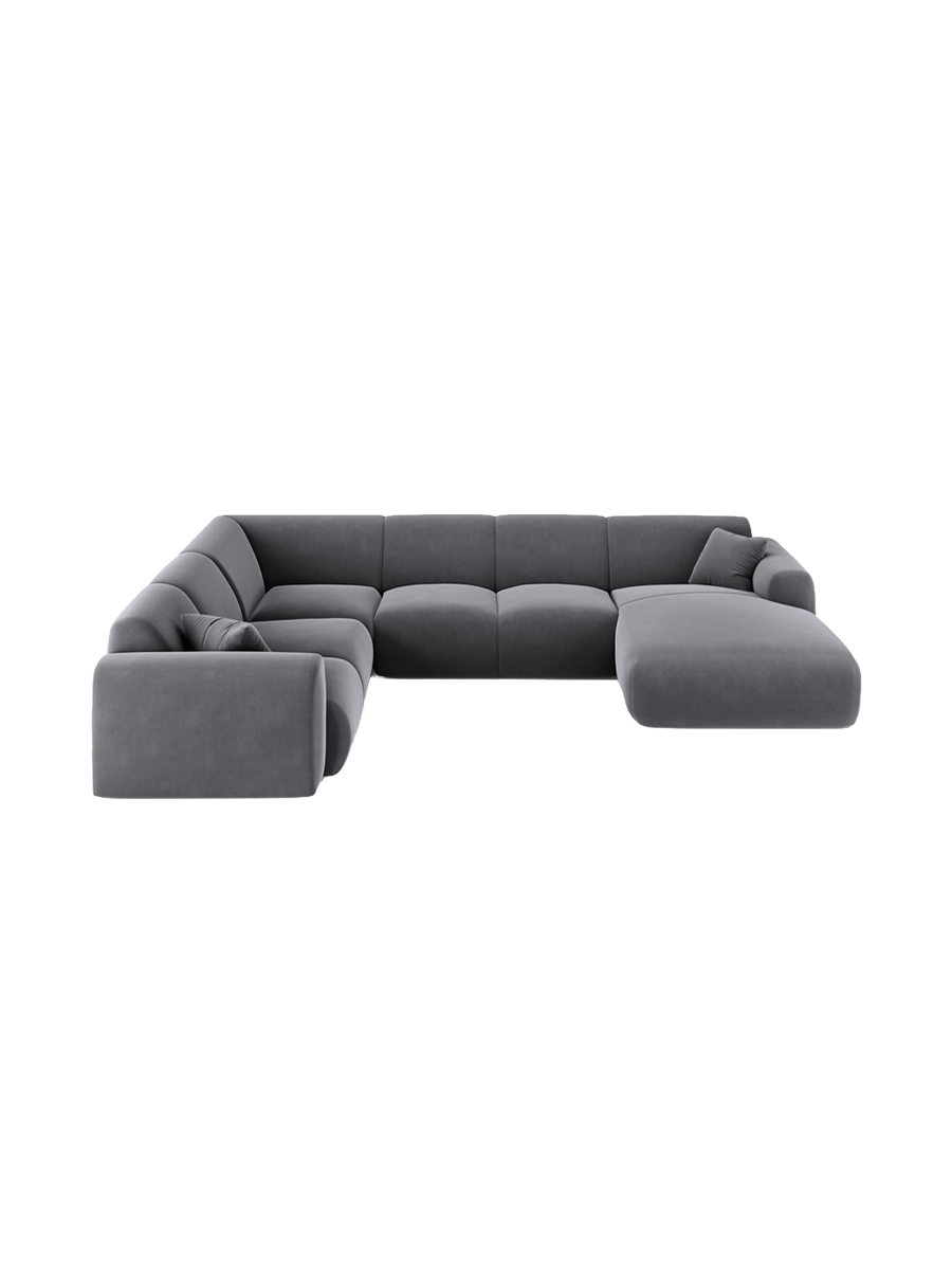 
6-Sitzer Design Panorama-Sofa „Nolio“ - Samt Dunkelgrau / lange Seite links