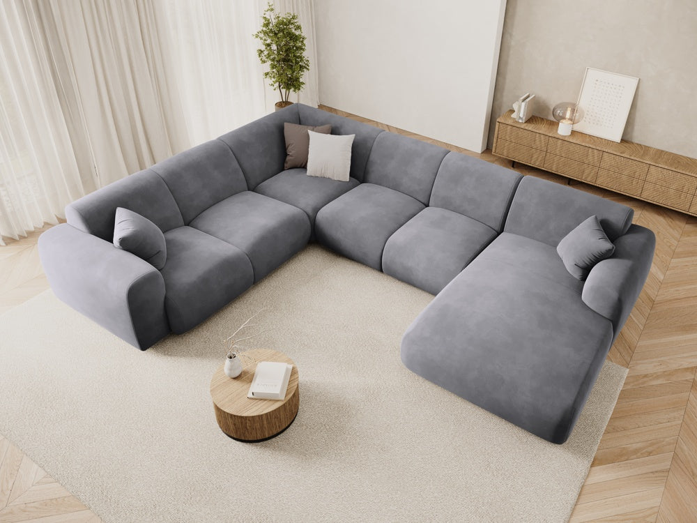 
6-Sitzer Design Panorama-Sofa „Nolio“ - Samt Dunkelgrau / lange Seite links