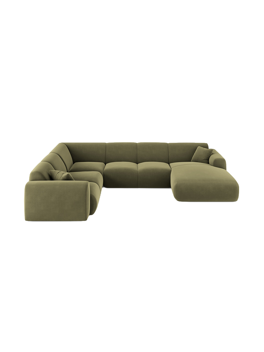 
6-Sitzer Design Panorama-Sofa „Nolio“ - Samt Hellgrün / lange Seite links