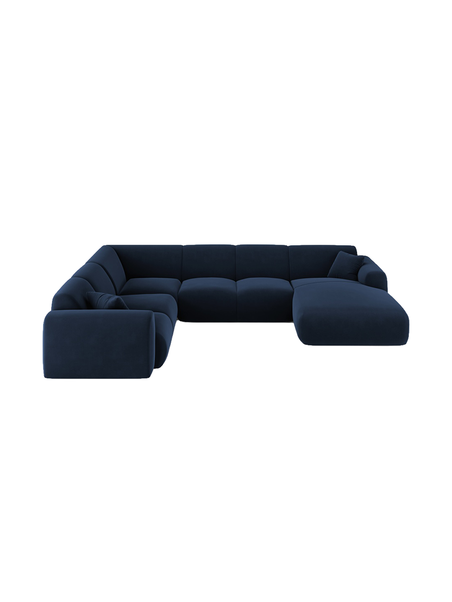 
6-Sitzer Design Panorama-Sofa „Nolio“ - Samt Königsblau / lange Seite links