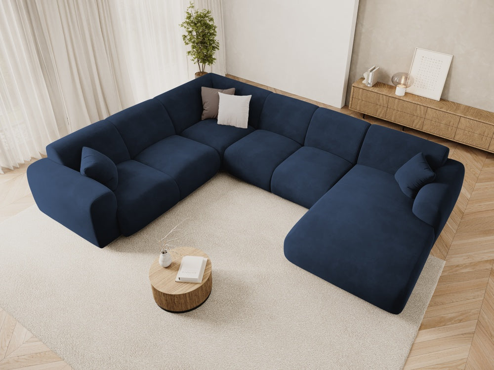 
6-Sitzer Design Panorama-Sofa „Nolio“ - Samt Königsblau / lange Seite links
