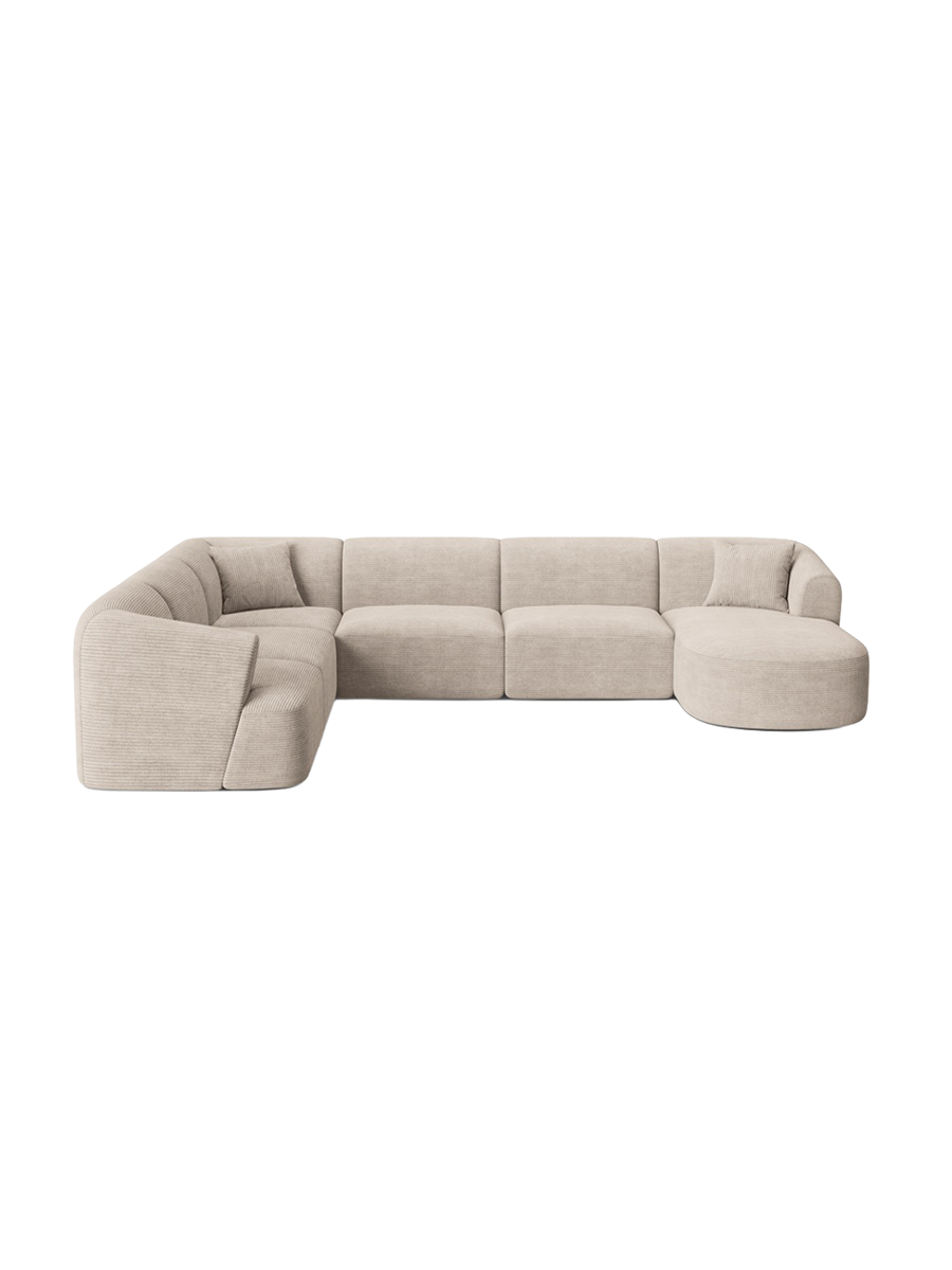 
7-Seater Designer Panoramic Sofa "Campi" - Corduroy Cappuccino / long side left