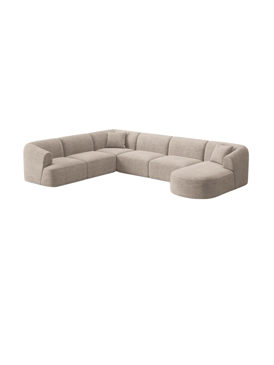 
7-Seater Designer Panoramic Sofa "Campi" - Corduroy Cappuccino / long side left
