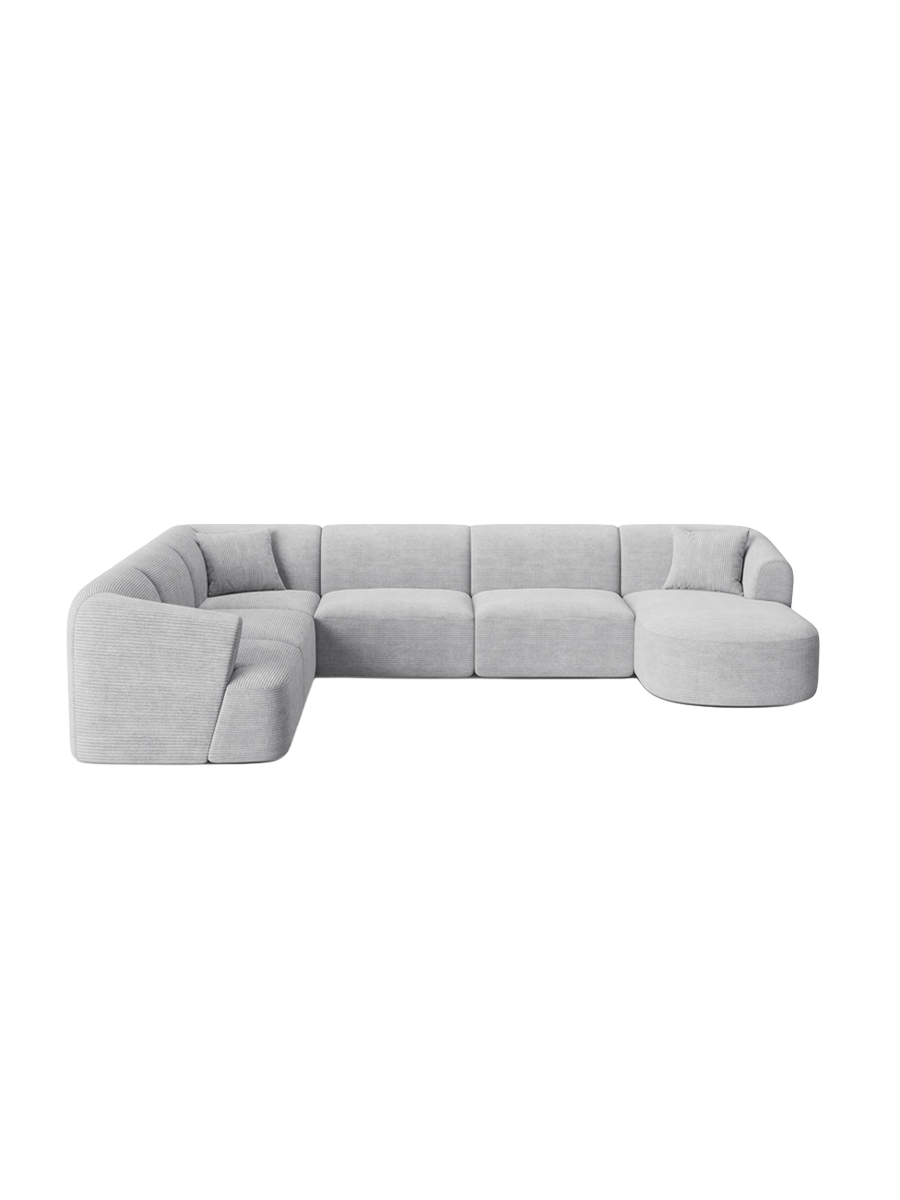 
7-Seater Designer Panoramic Sofa "Campi" - Cord Silver / long side left