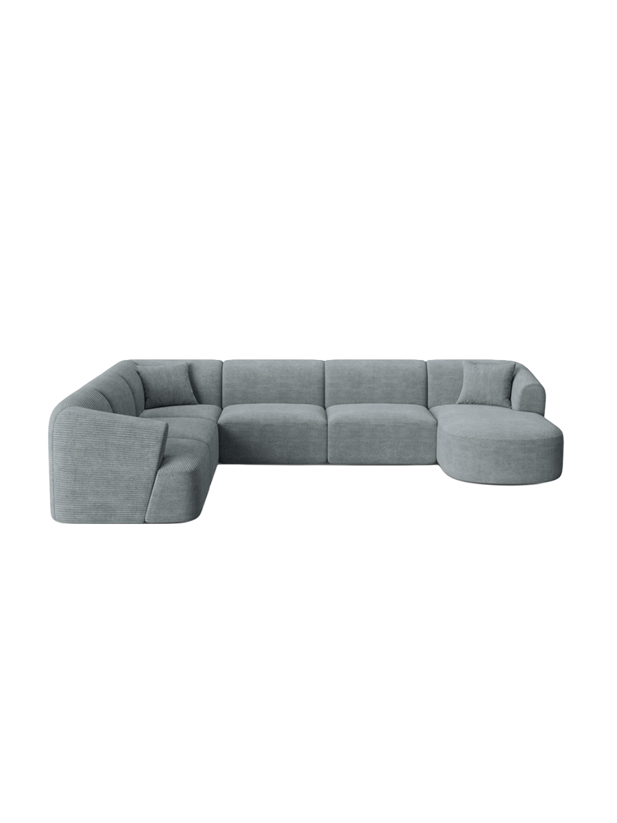 
7-Seater Designer Panoramic Sofa "Campi" - Cord Dark Grey / long side left
