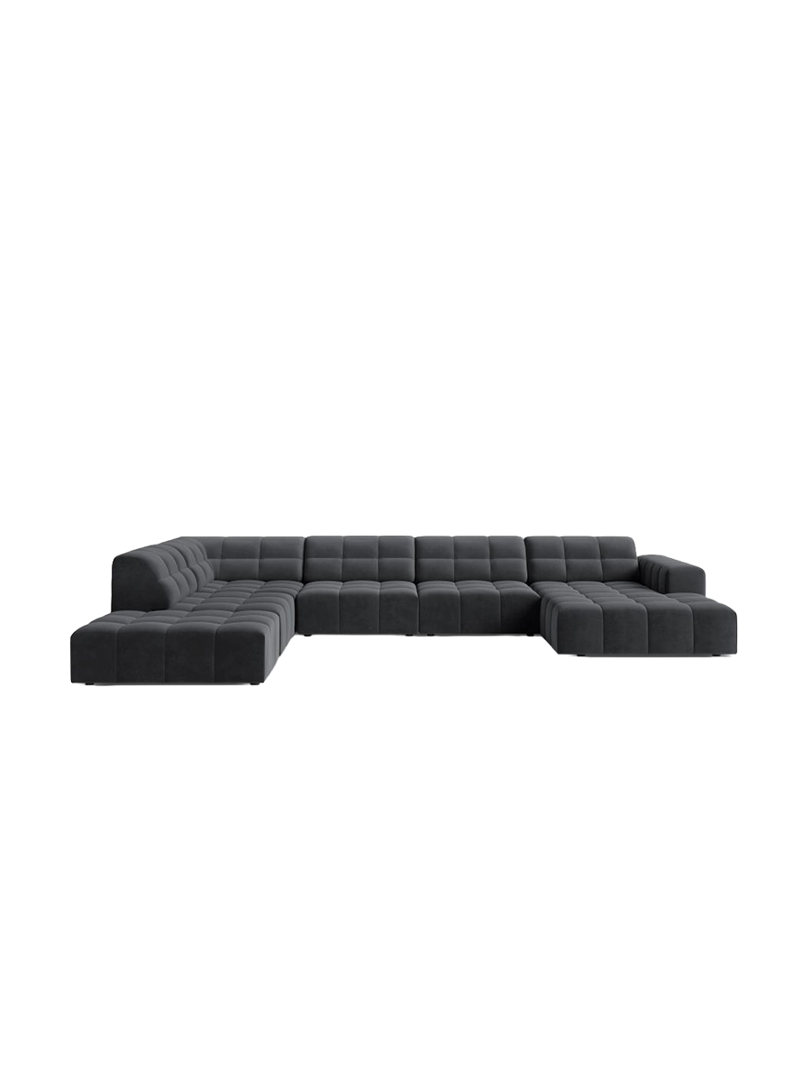 
7-Seater Designer Panoramic Sofa "Chicago" - Velvet Grey / long side left