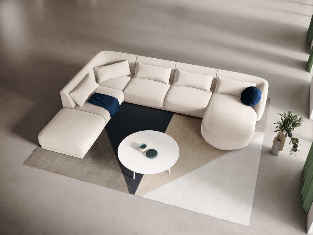
6-Seater Designer Panorama Sofa "Tulum" - Light Beige Velvet / long side left