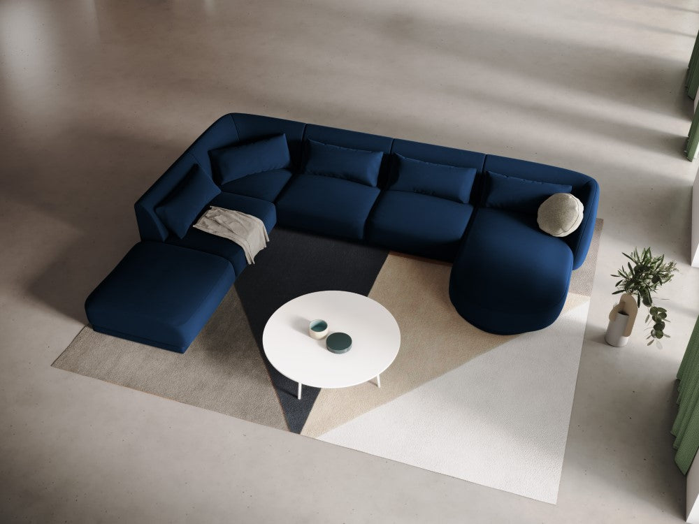 
6-Seater Designer Panorama Sofa "Tulum" - Velvet Royal Blue / long side left