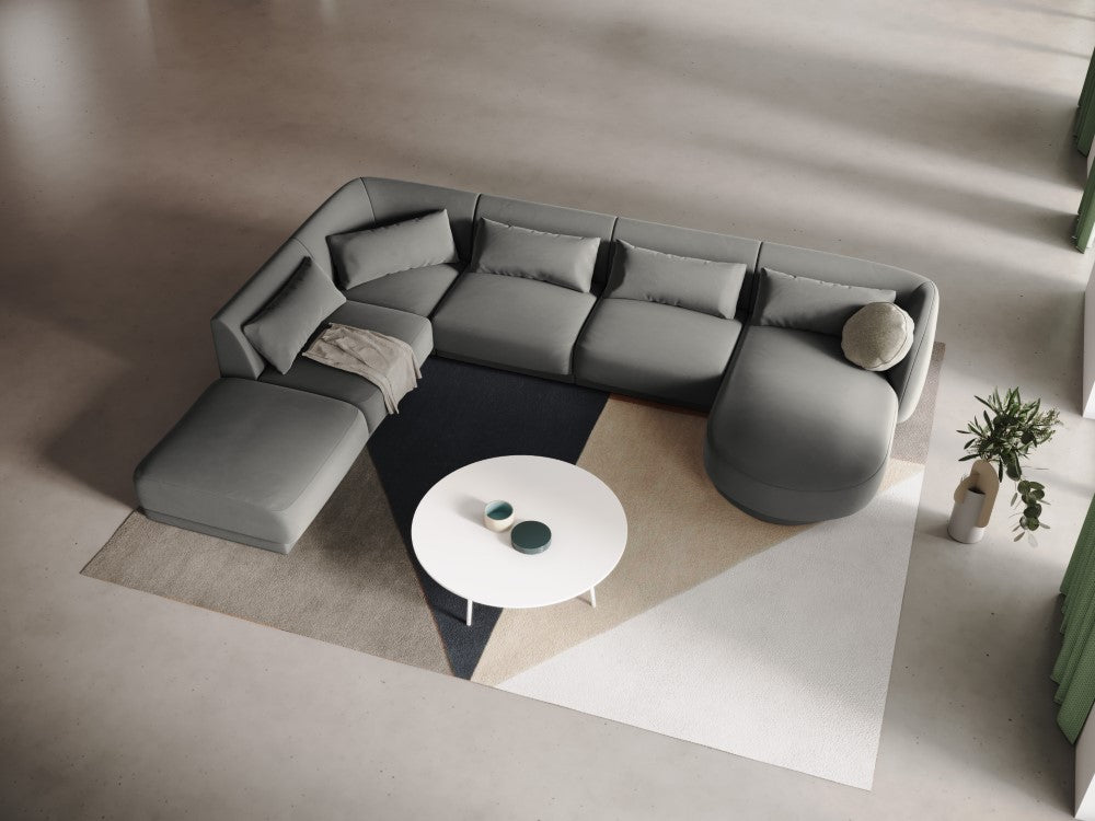
6-Seater Designer Panorama Sofa "Tulum" - Velvet Light Grey / long side left