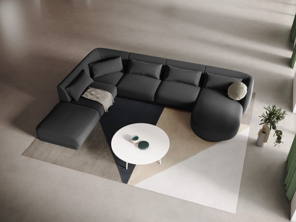 
6-Seater Designer Panorama Sofa "Tulum" - Velvet Grey / long side left