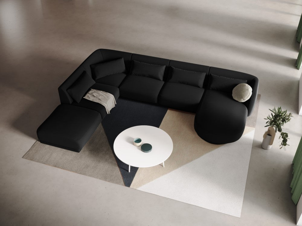 
6-Seater Designer Panorama Sofa "Tulum" - Velvet Black / long side left