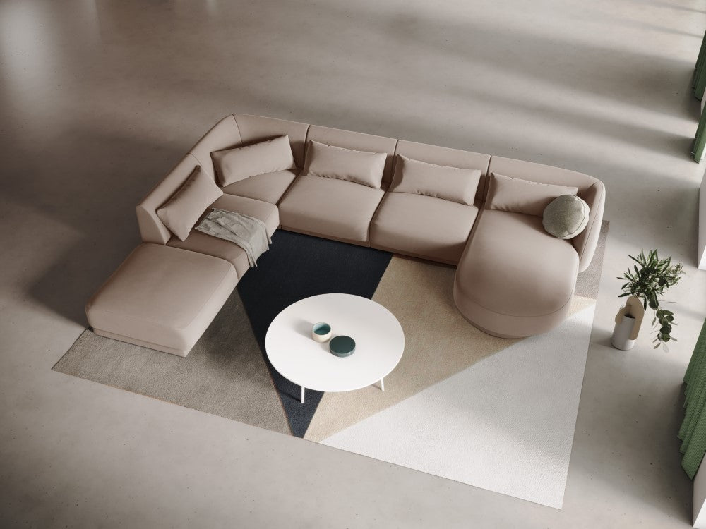 
6-Seater Designer Panorama Sofa "Tulum" - Velvet Beige / long side left