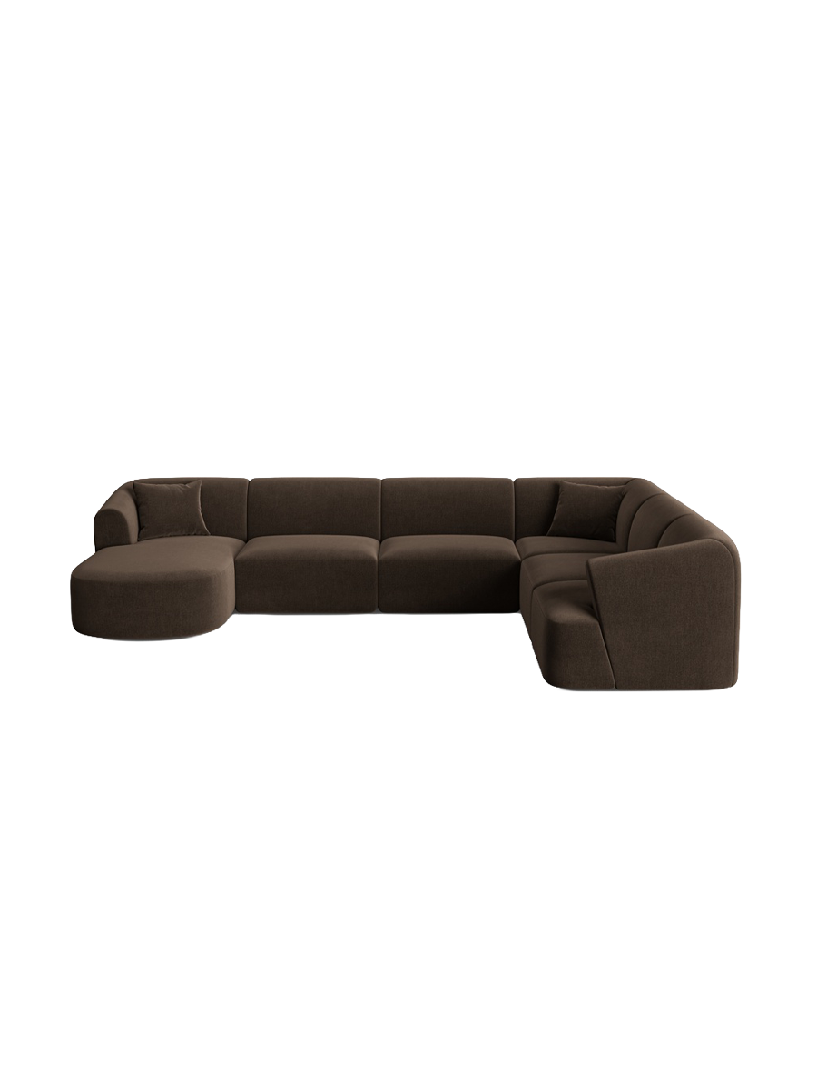 
7-Seater Designer Panoramic Sofa "Campi" - Velvet Chocolate / Long side right