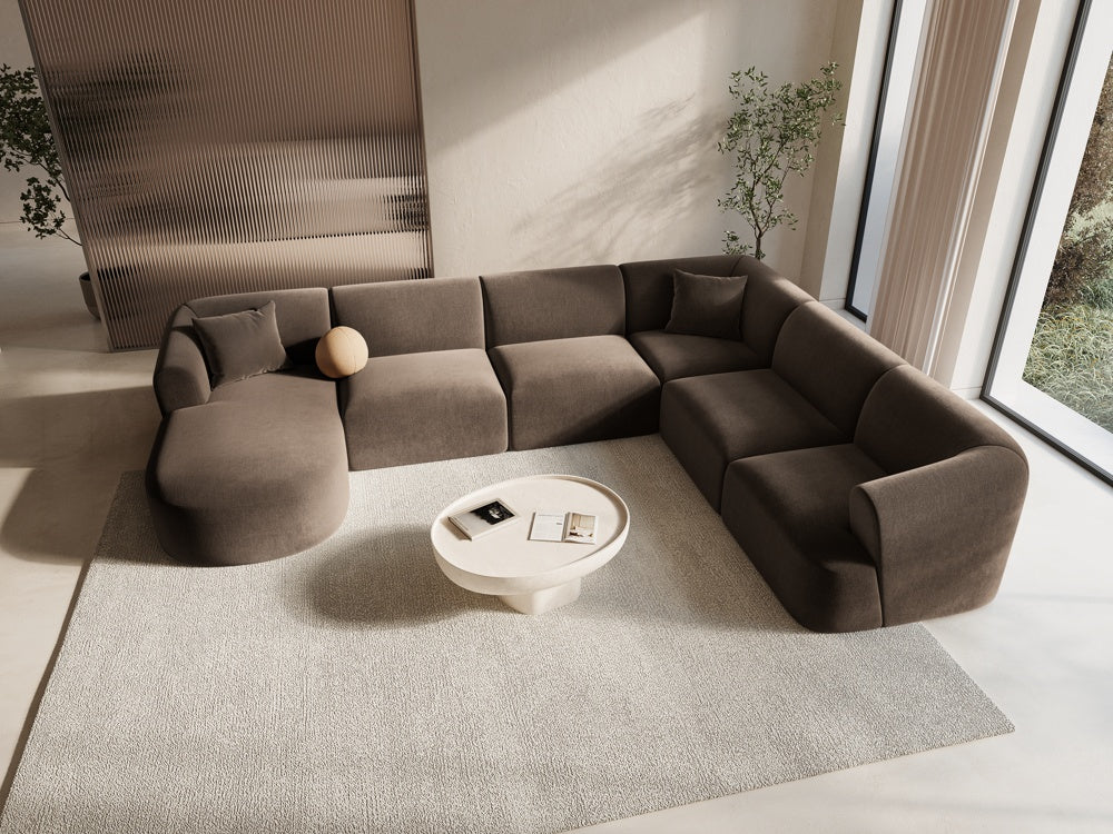 
7-Seater Designer Panoramic Sofa "Campi" - Velvet Chocolate / Long side right