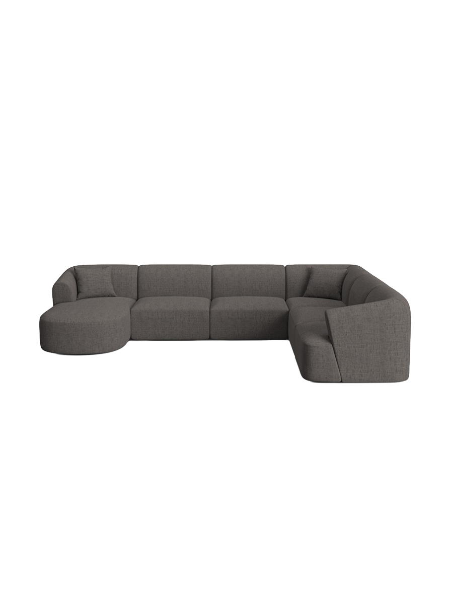 
7-Seater Designer Panoramic Sofa "Campi" - Textured Fabric Grey / Long side right