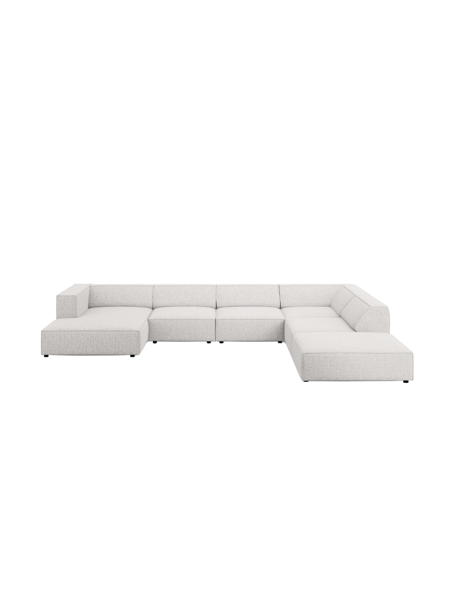 
7-seater designer panoramic sofa "Arendal" - Chenille Light Grey / Long side right