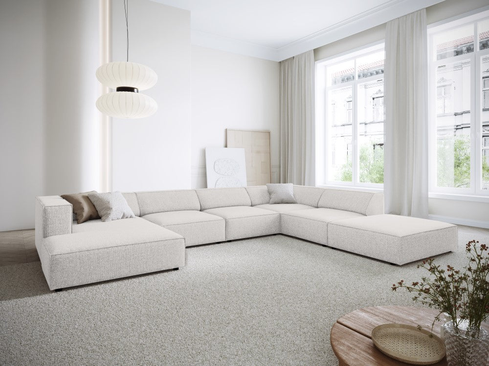
7-seater designer panoramic sofa "Arendal" - Chenille Light Grey / Long side right