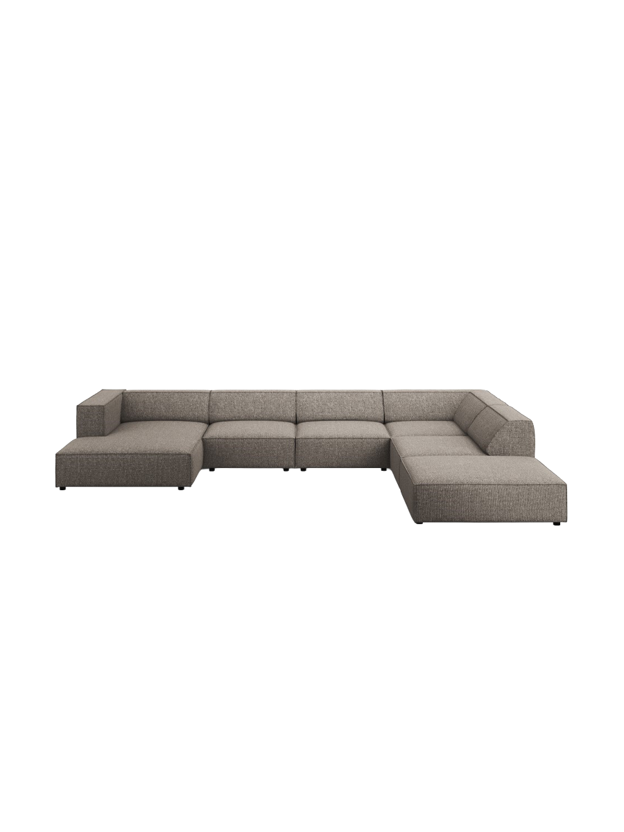 
7-seater designer panoramic sofa "Arendal" - Chenille Grey / Long side right