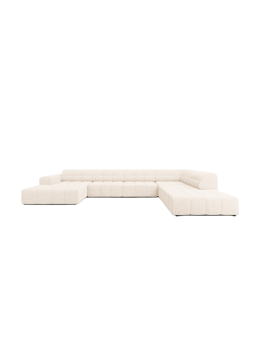 
7-Seater Designer Panoramic Sofa "Chicago" - Chenille Light Beige / Long side right