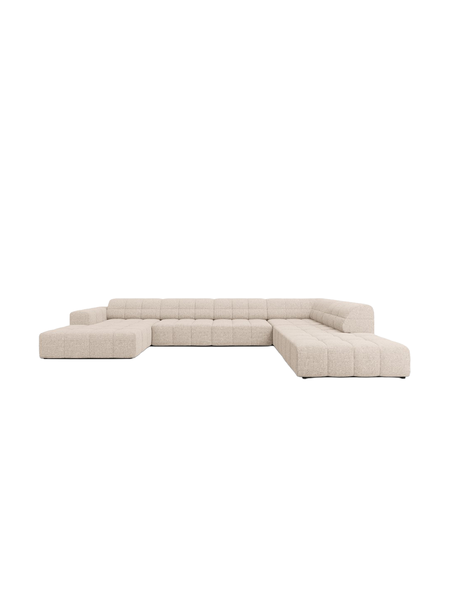 
7-Seater Designer Panoramic Sofa "Chicago" - Chenille Beige / Long side right