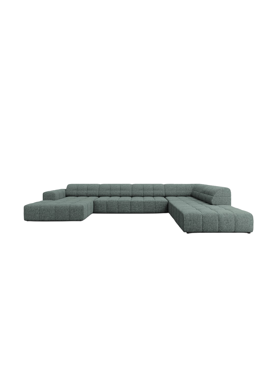 
7-Seater Designer Panoramic Sofa "Chicago" - Petrol Chenille / Long side right