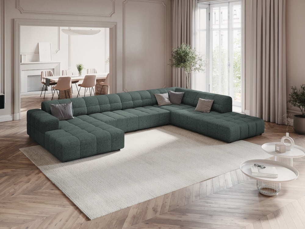 
7-Seater Designer Panoramic Sofa "Chicago" - Petrol Chenille / Long side right