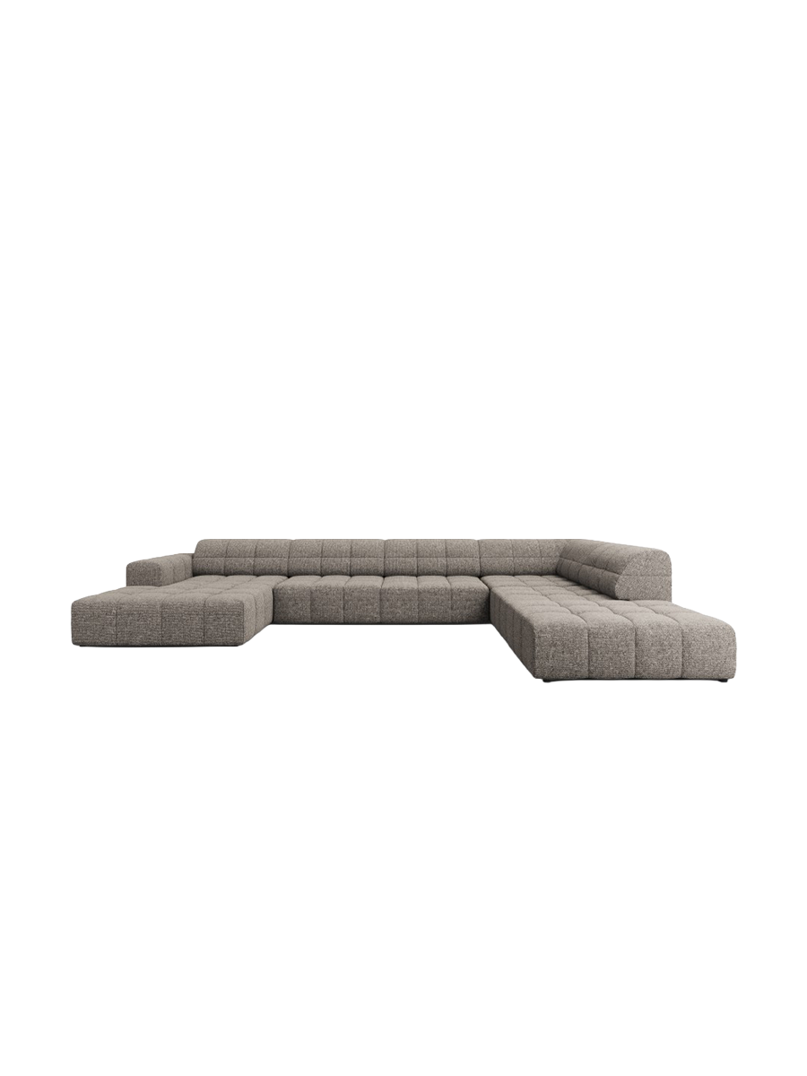 
7-Seater Designer Panoramic Sofa "Chicago" - Chenille Grey / Long side right