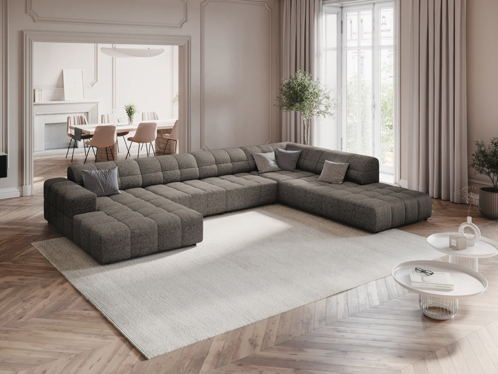 
7-Seater Designer Panoramic Sofa "Chicago" - Chenille Grey / Long side right