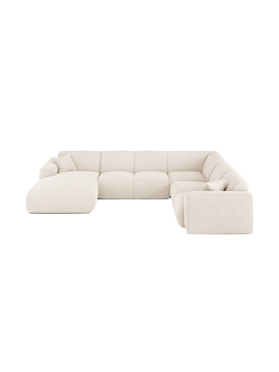 
6-Sitzer Design Panorama-Sofa „Nolio“ - Chenille Light Beige / Lange Seite rechts