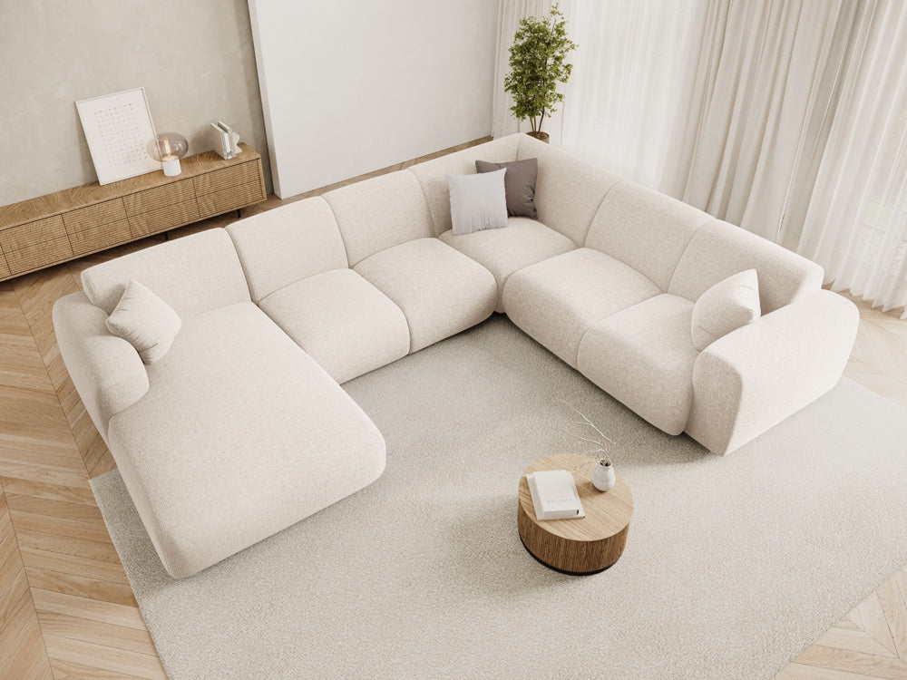
6-Sitzer Design Panorama-Sofa „Nolio“ - Chenille Light Beige / Lange Seite rechts