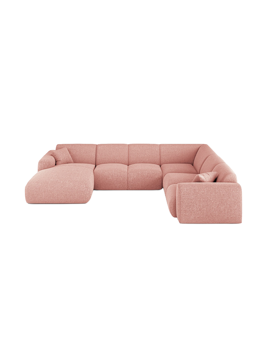 
6-Sitzer Design Panorama-Sofa „Nolio“ - Chenille Rosa / Lange Seite rechts