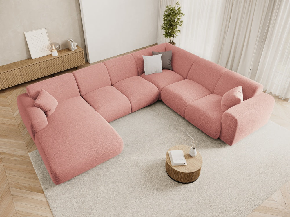 
6-Sitzer Design Panorama-Sofa „Nolio“ - Chenille Rosa / Lange Seite rechts