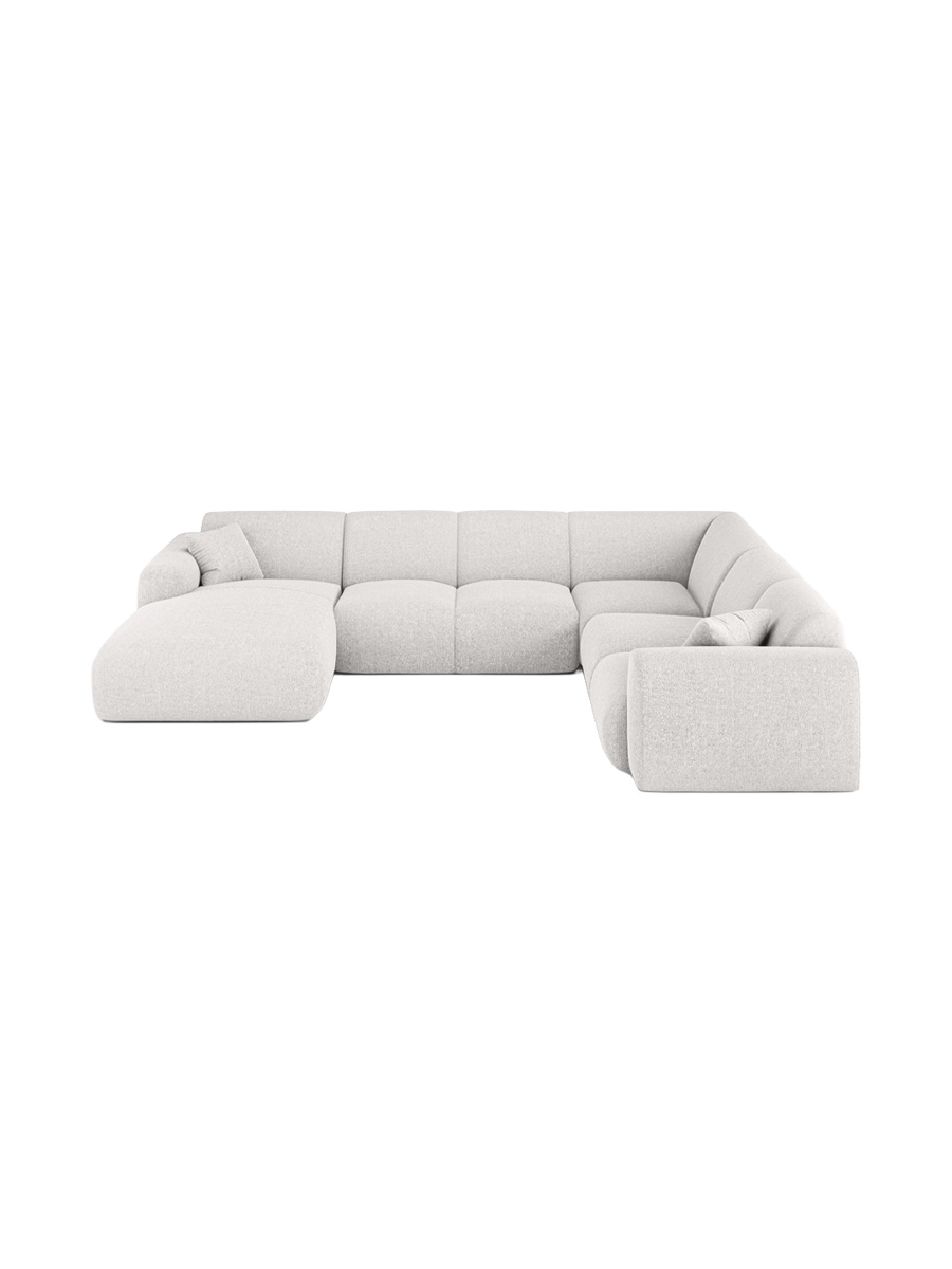 
6-Sitzer Design Panorama-Sofa „Nolio“ - Chenille Hellgrau / Lange Seite rechts