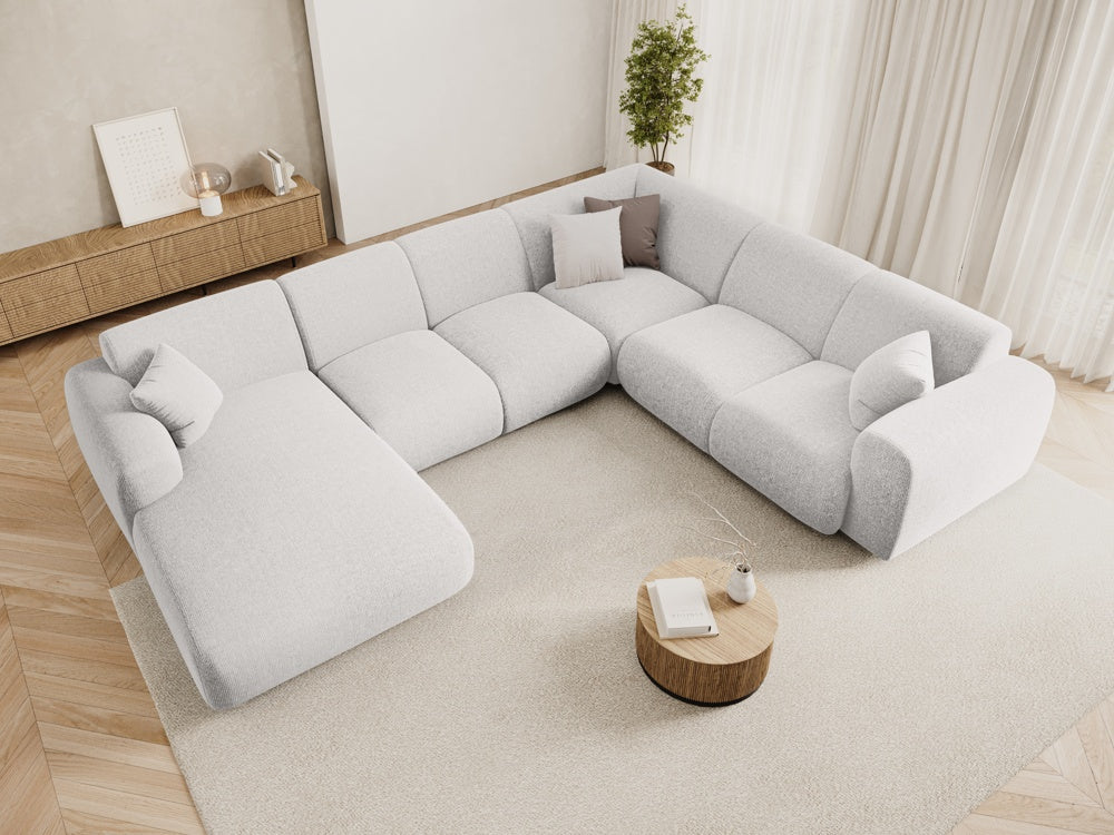 
6-Sitzer Design Panorama-Sofa „Nolio“ - Chenille Hellgrau / Lange Seite rechts