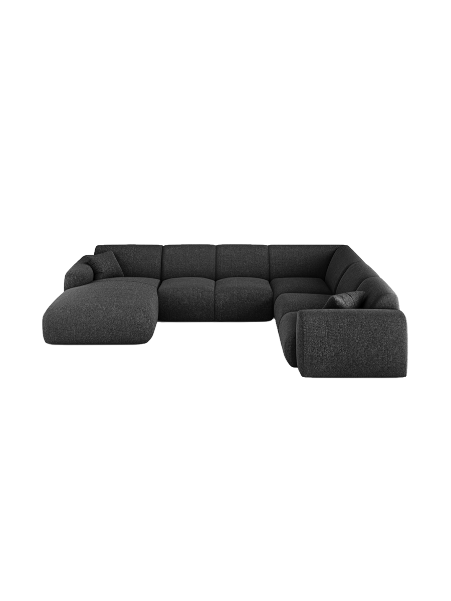 
6-Sitzer Design Panorama-Sofa „Nolio“ - Chenille Schwarz / Lange Seite rechts