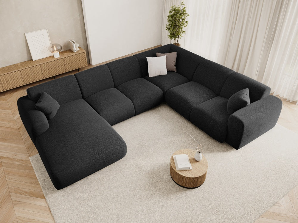 
6-Sitzer Design Panorama-Sofa „Nolio“ - Chenille Schwarz / Lange Seite rechts