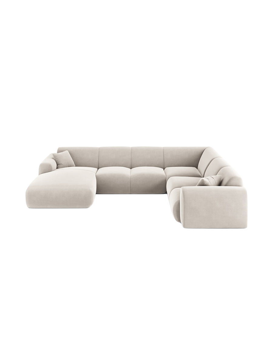 
6-Sitzer Design Panorama-Sofa „Nolio“ - Samt Beige hell / Lange Seite rechts
