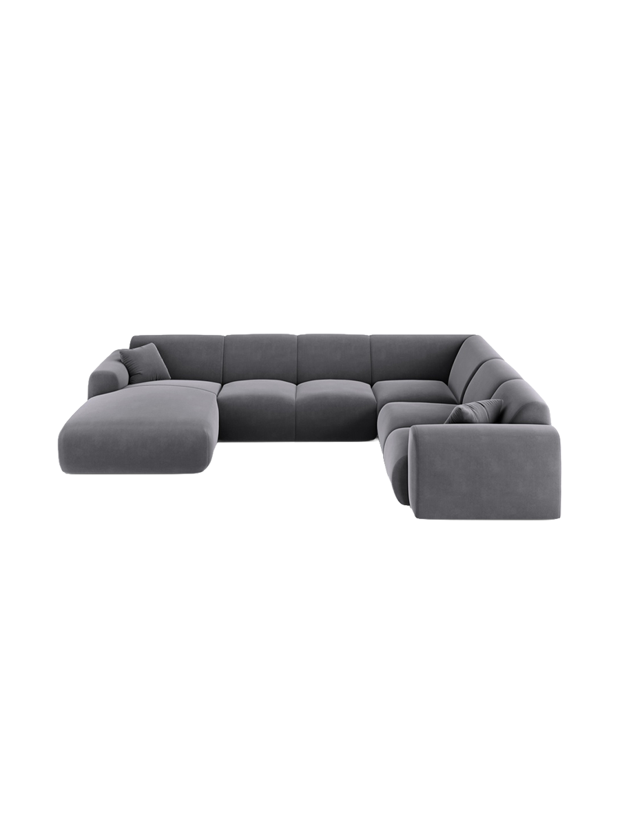 
6-Sitzer Design Panorama-Sofa „Nolio“ - Samt Dunkelgrau / Lange Seite rechts