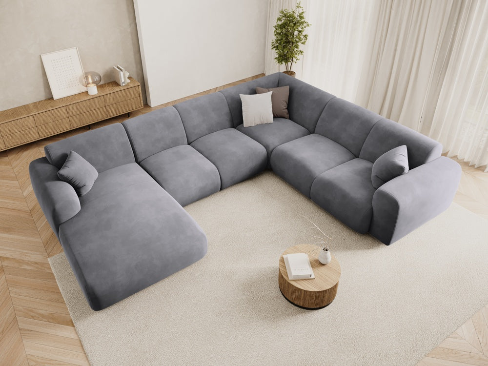 
6-Sitzer Design Panorama-Sofa „Nolio“ - Samt Dunkelgrau / Lange Seite rechts