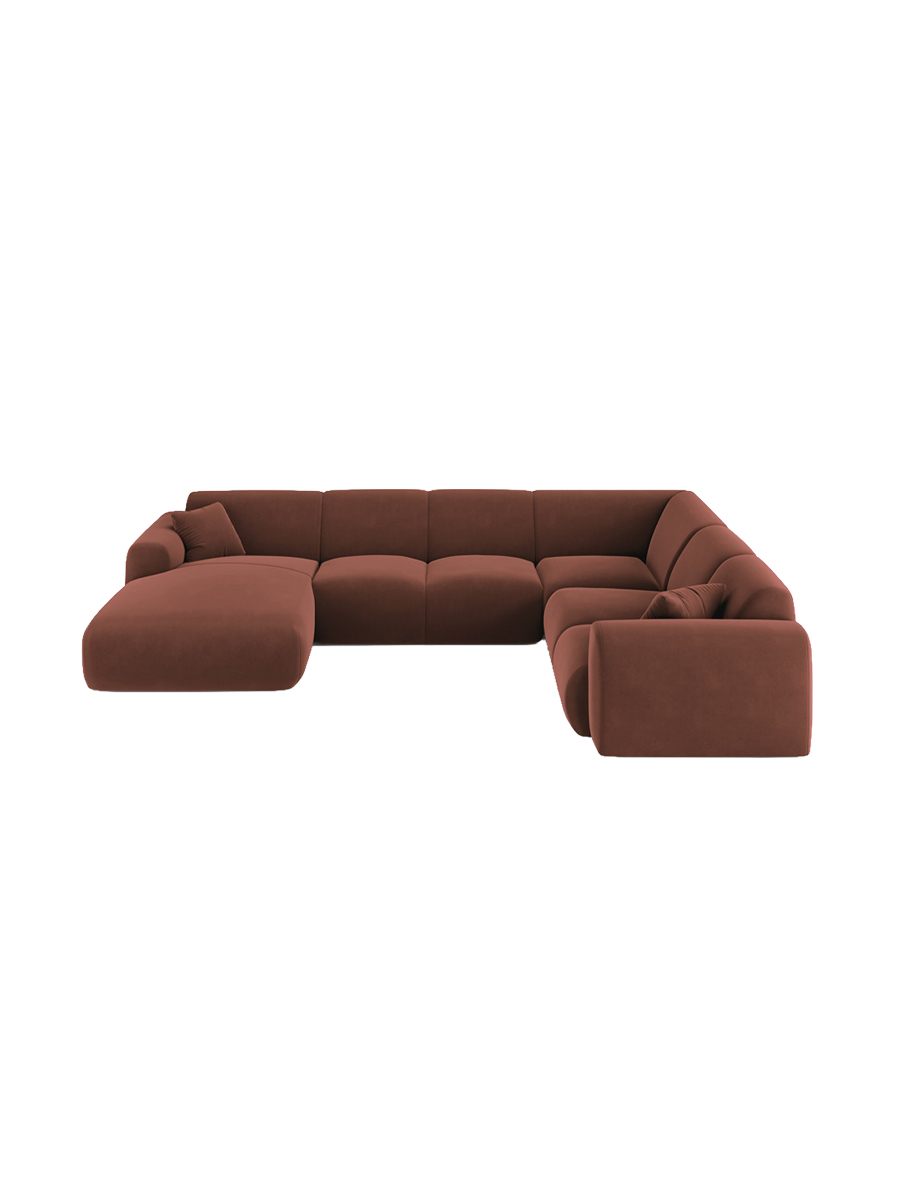 
6-Sitzer Design Panorama-Sofa „Nolio“ - Samt Terracotta dunkel / Lange Seite rechts